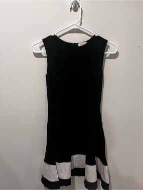 love...ady Black Dress with White Hem Panels